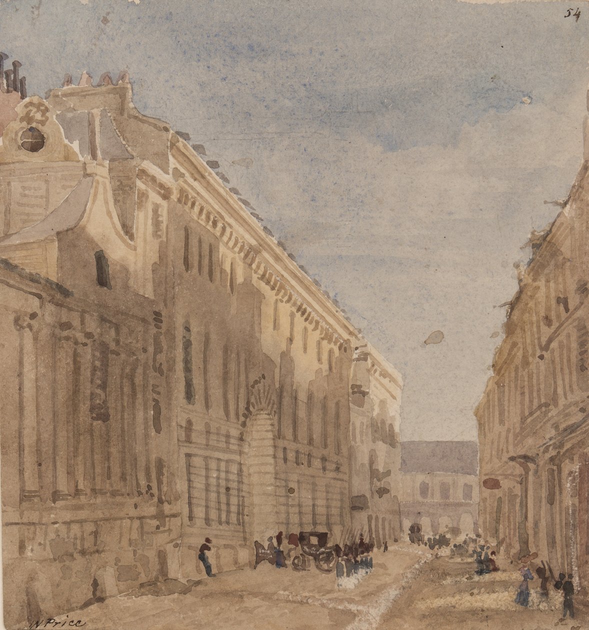 Začátek Kings Stabling, Paříž, cca 1828 (wc na papíře) od William Henry Lake Price