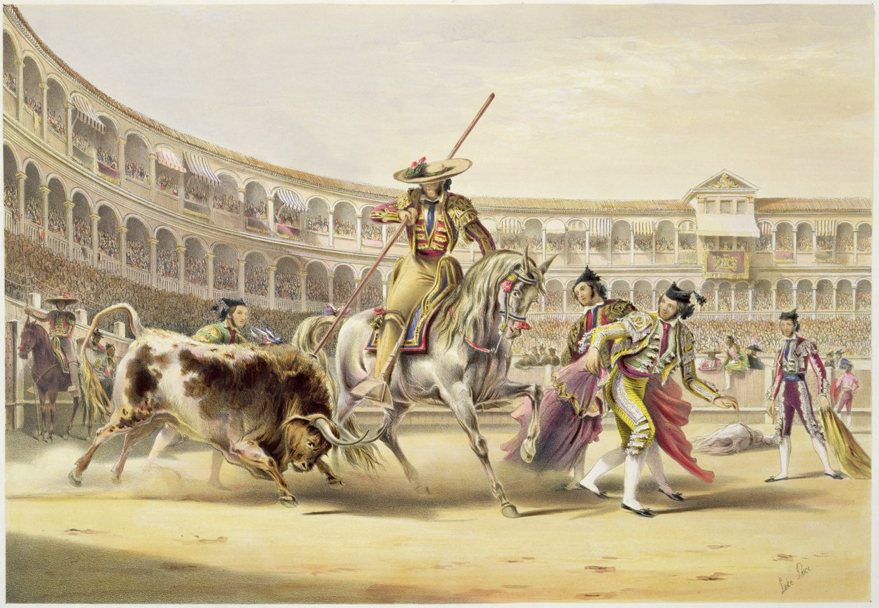 Bull Charging a Picador, 1865 od William Henry Lake Price