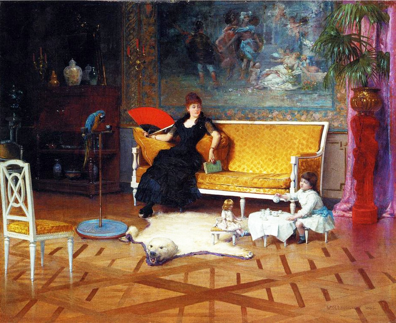 Čas na čaj pro panenky, 1885 olej na desce od William Henry Lippincott