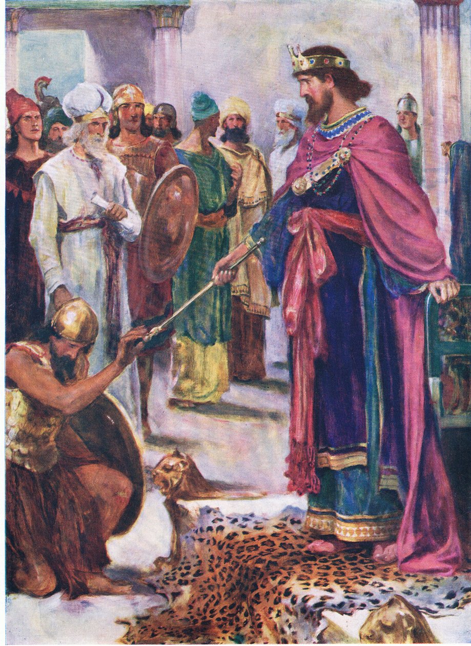 David král nad Izraelem, z The Bible Picture Book vydané Thomasem Nelsonem, kolem roku 1950 od William Henry Margetson