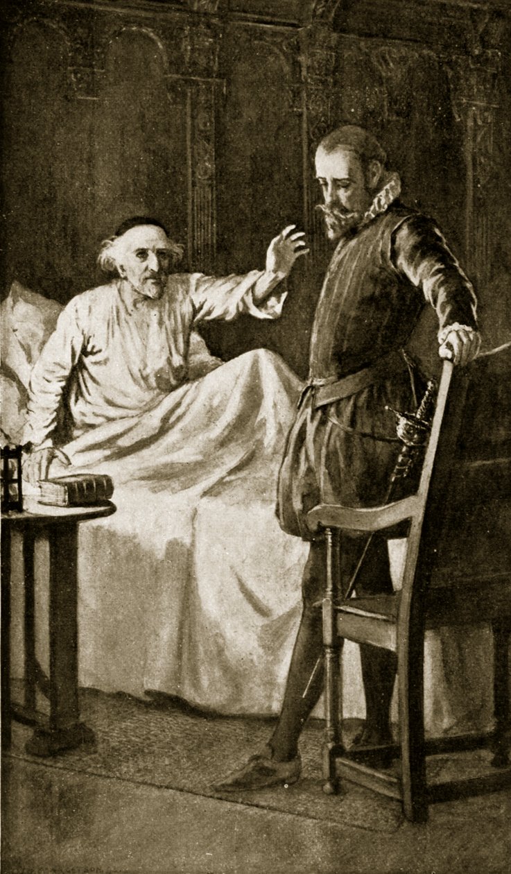 Knox na smrtelné posteli, listopad 1572, ilustrace z 