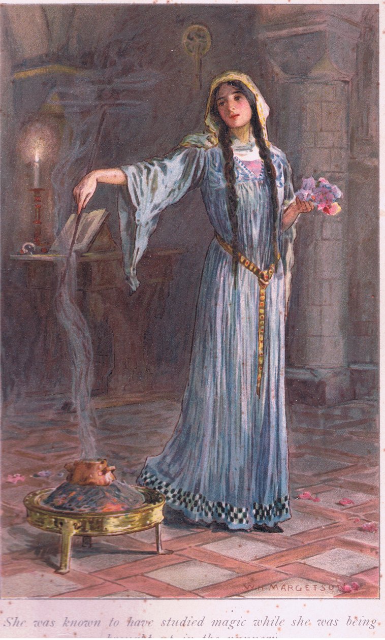 Bylo známo, že studovala magii, když byla vychována v klášteře od William Henry Margetson