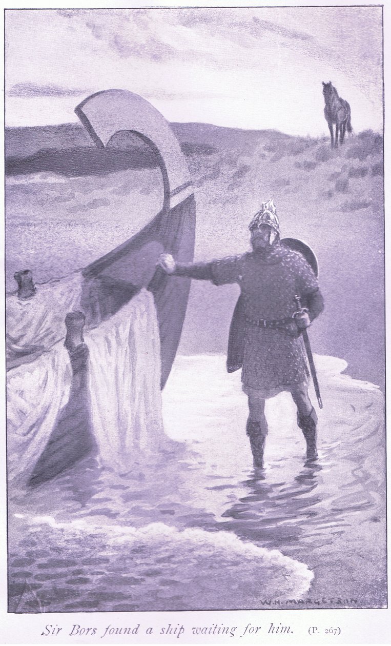 Sir Bors našel loď, která na něj čekala od William Henry Margetson