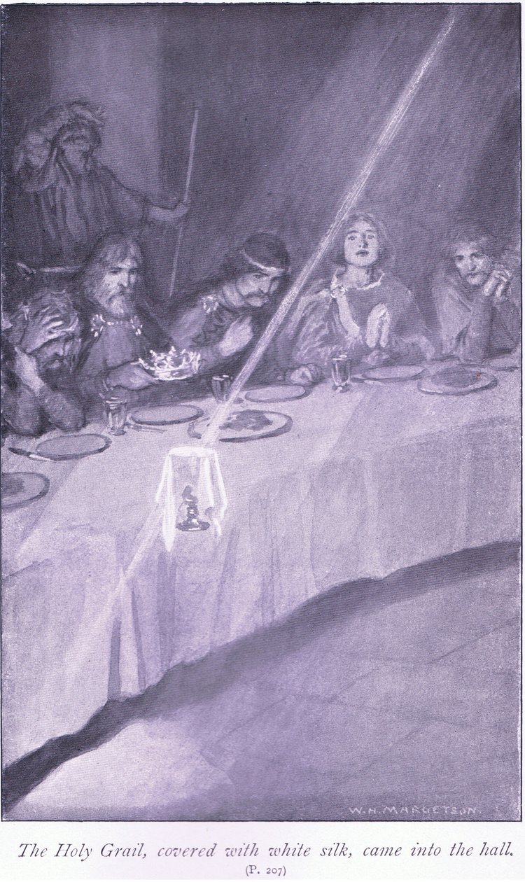 Do síně vešel svatý grál pokrytý bílým hedvábím od William Henry Margetson