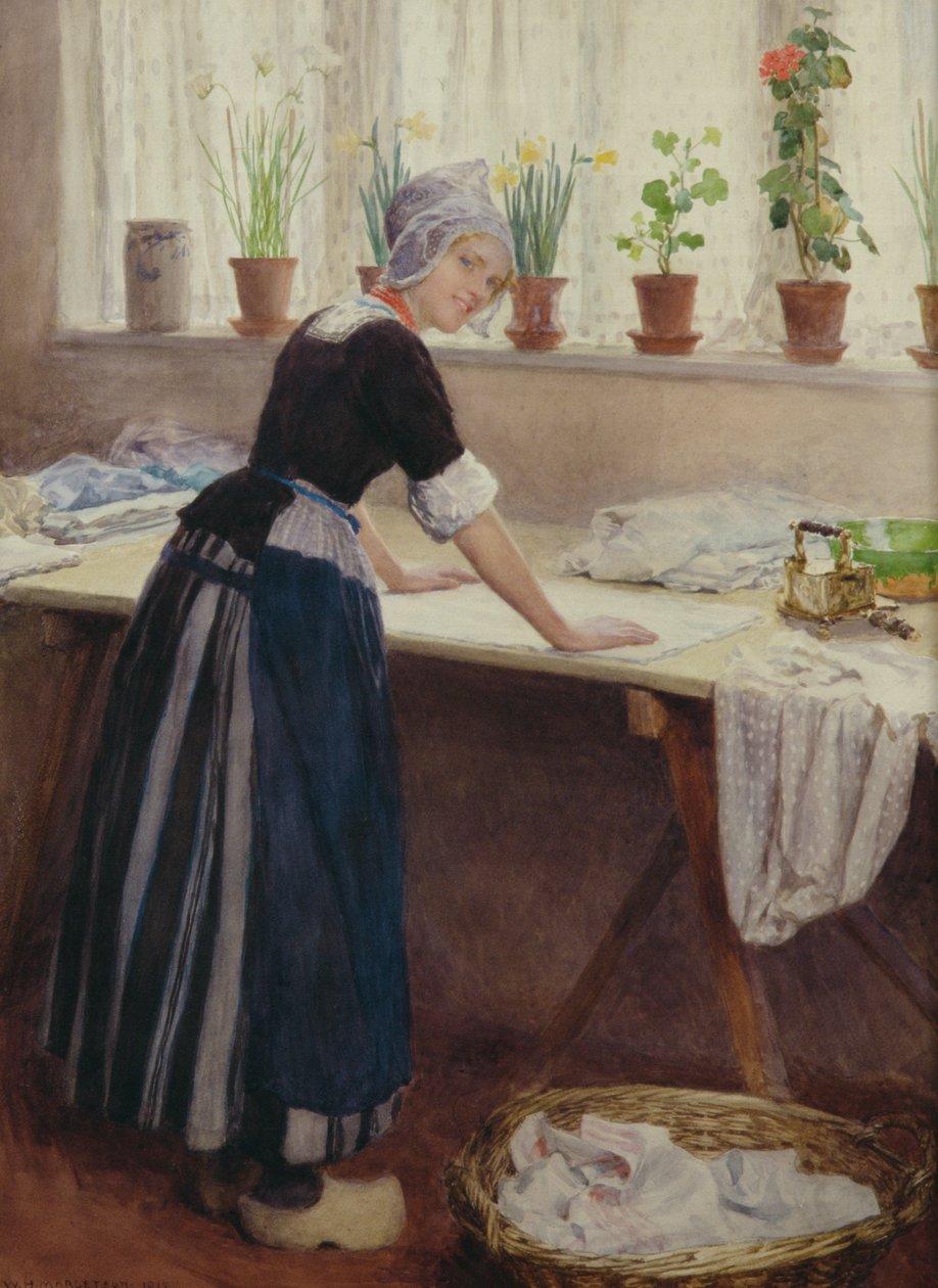 The Laundry Maid, 1915 (wc na papíře) od William Henry Margetson