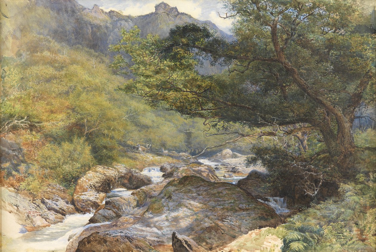 On the Lyn, North Devon (Wc zvýšené o tělovou barvu a arabskou gumu) od William Henry Millais