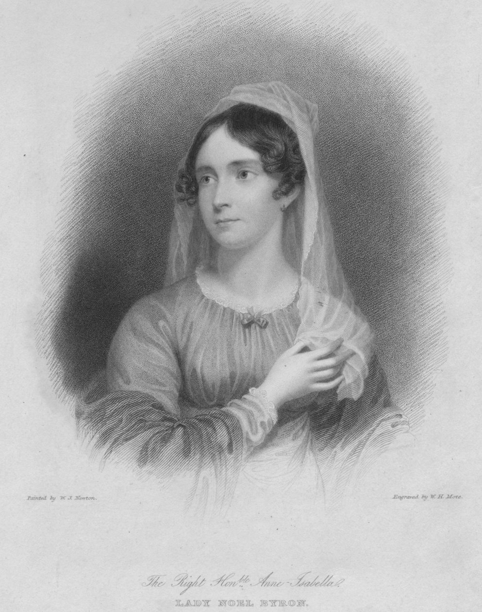 Pravá ctihodná Anne Isabella Lady Noel Byron, manželka básníka George Gordona Byrona, běžnější od William Henry Mote