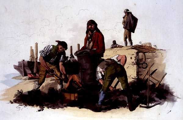 Těžaři uhlí, z knihy "Costume of Great Britain", kterou vydal William Miller od William Henry Pyne
