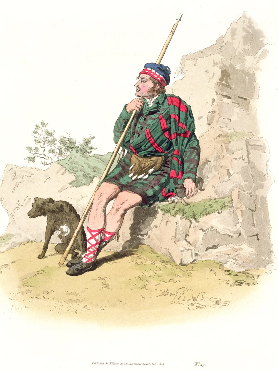 Highland Shepherd, z knihy "Costume of Great Britain", kterou vydal William Miller, 1805. od William Henry Pyne