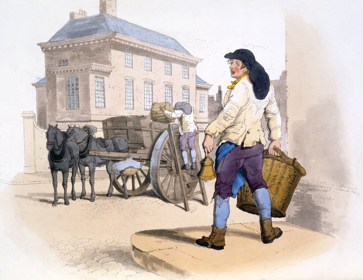 Sběratelé odpadků, z The Costumes of Great Britain, pub. Henry Miller, 1805 (ručně kolorovaný tisk) od William Henry Pyne