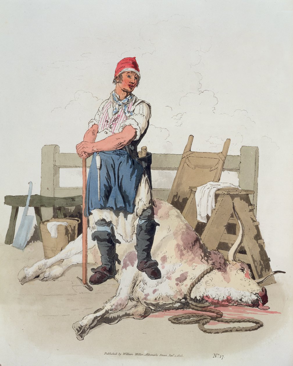 Slaughterman, z knihy "Costume of Great Britain", kterou vydal William Miller, 1805. od William Henry Pyne