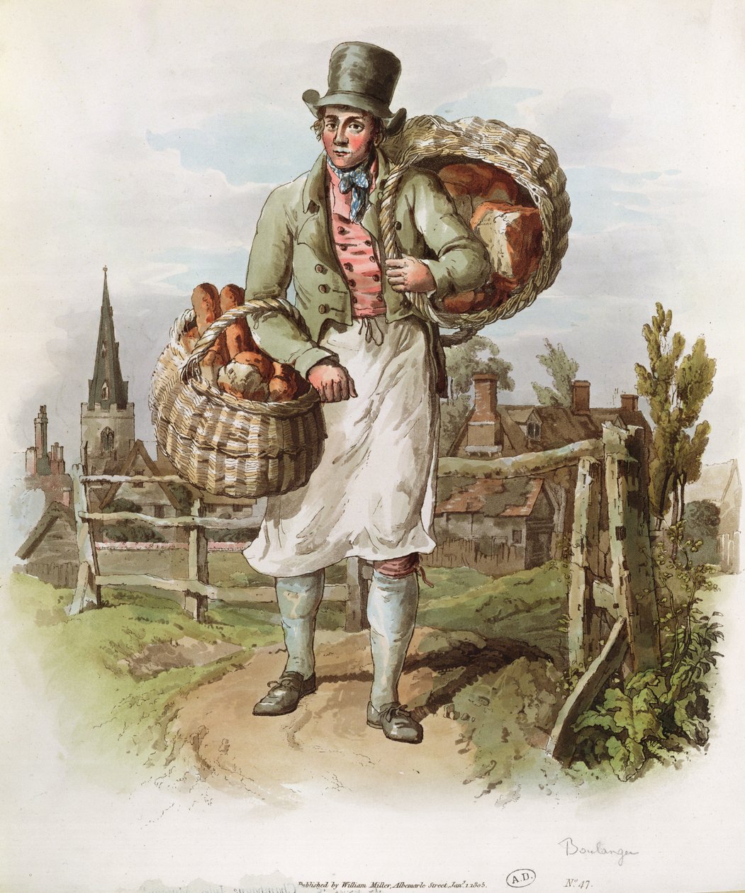 The Baker, ilustrace z knihy "The Costume of Great Britain", vydané v letech 1804-08 Williamem Millerem v Londýně (akvatinta) od William Henry Pyne