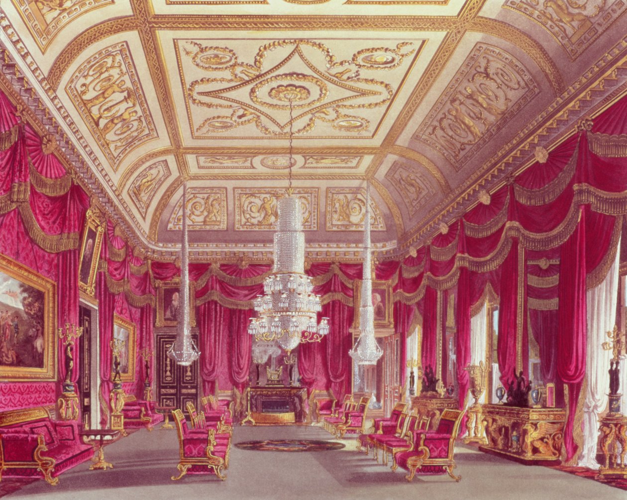 Crimson Drawing Room, Carlton House z Pyne