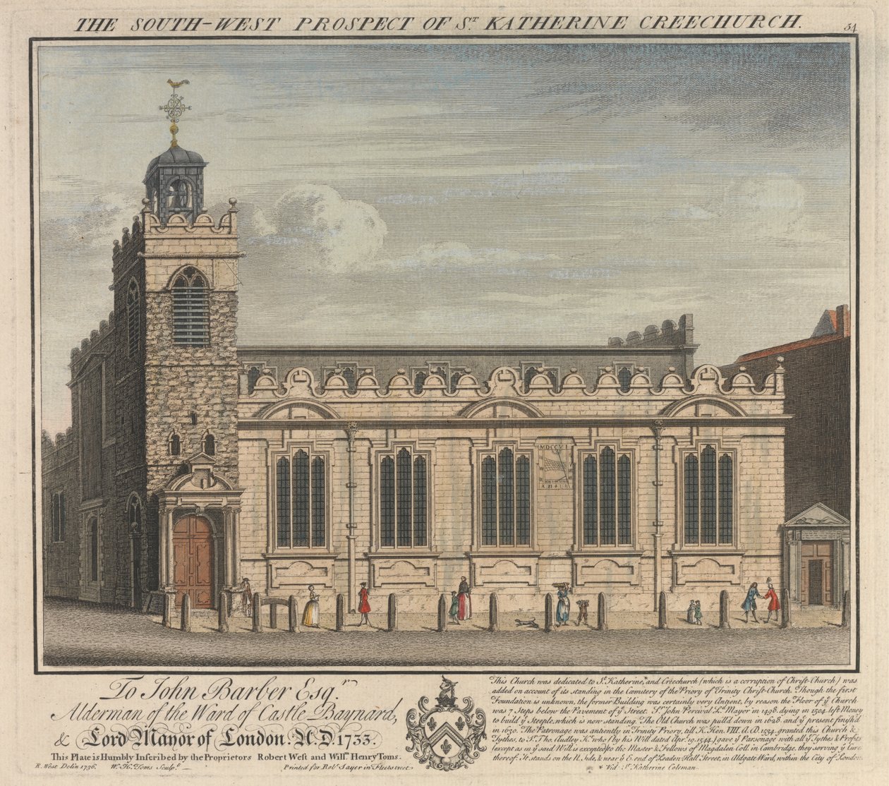 Kostel Southwest Prospect of St. Katherine Cree od William Henry Toms