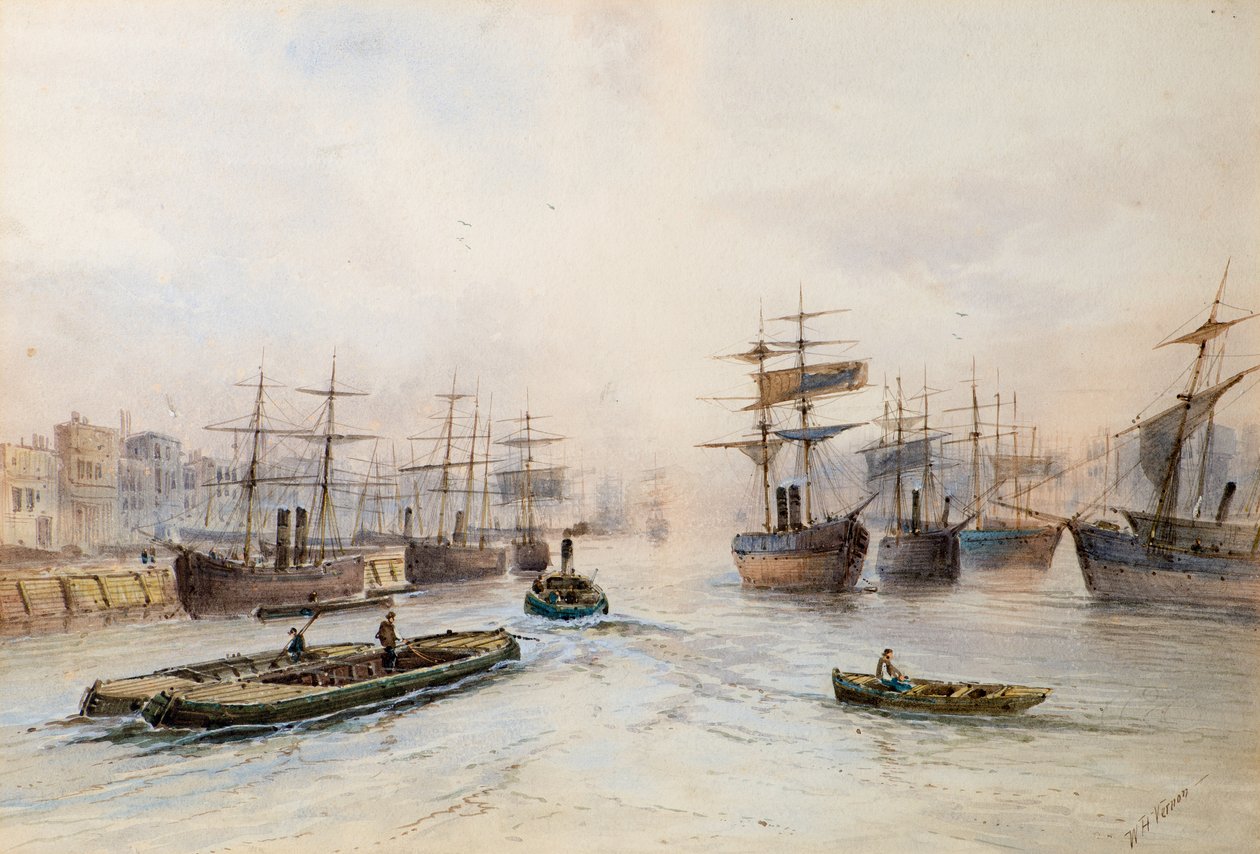 Doprava po Temži (akvarel) od William Henry Vernon