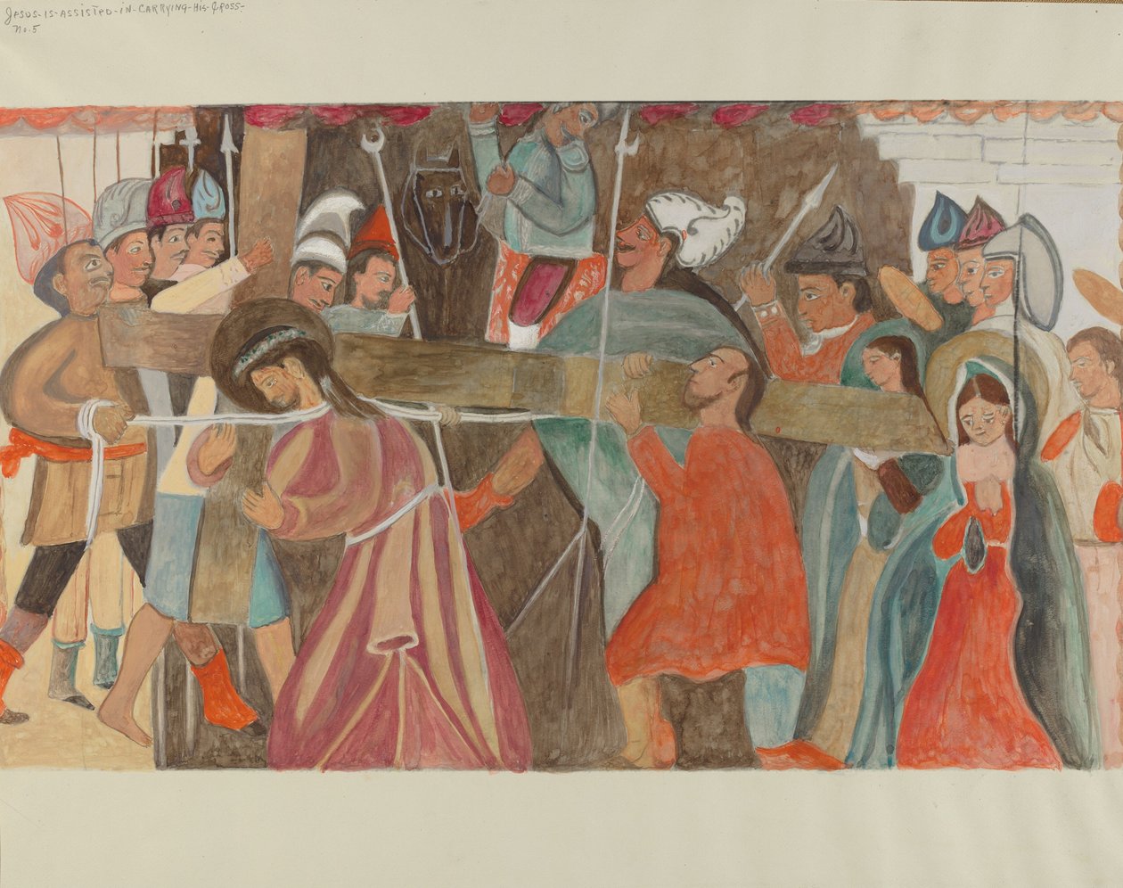 Křížová cesta č. 5: Ježíš má pomoc při nesení kříže, c. 1936. od William Herbert