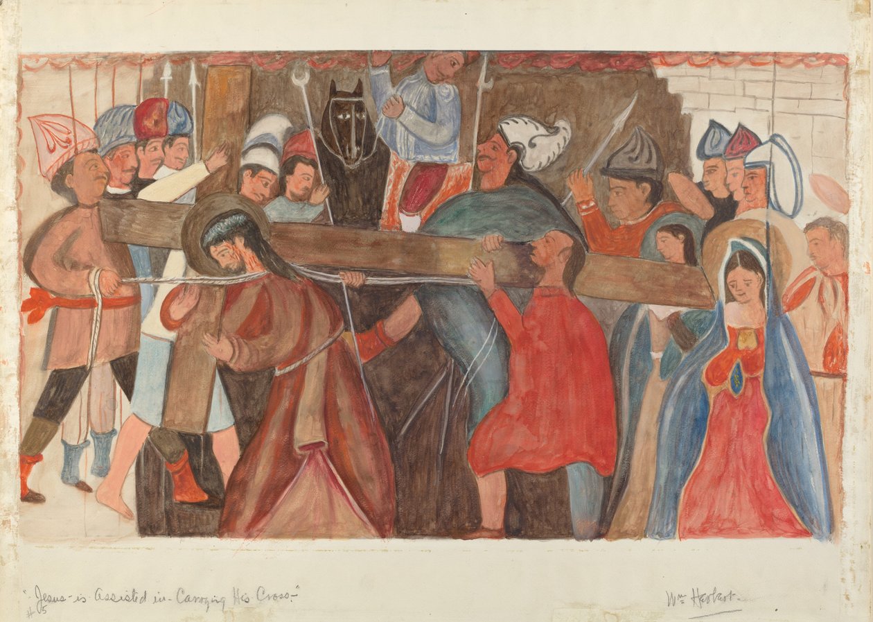 Křížová cesta č. 5: Ježíš má pomoc při nesení kříže, c. 1936. od William Herbert