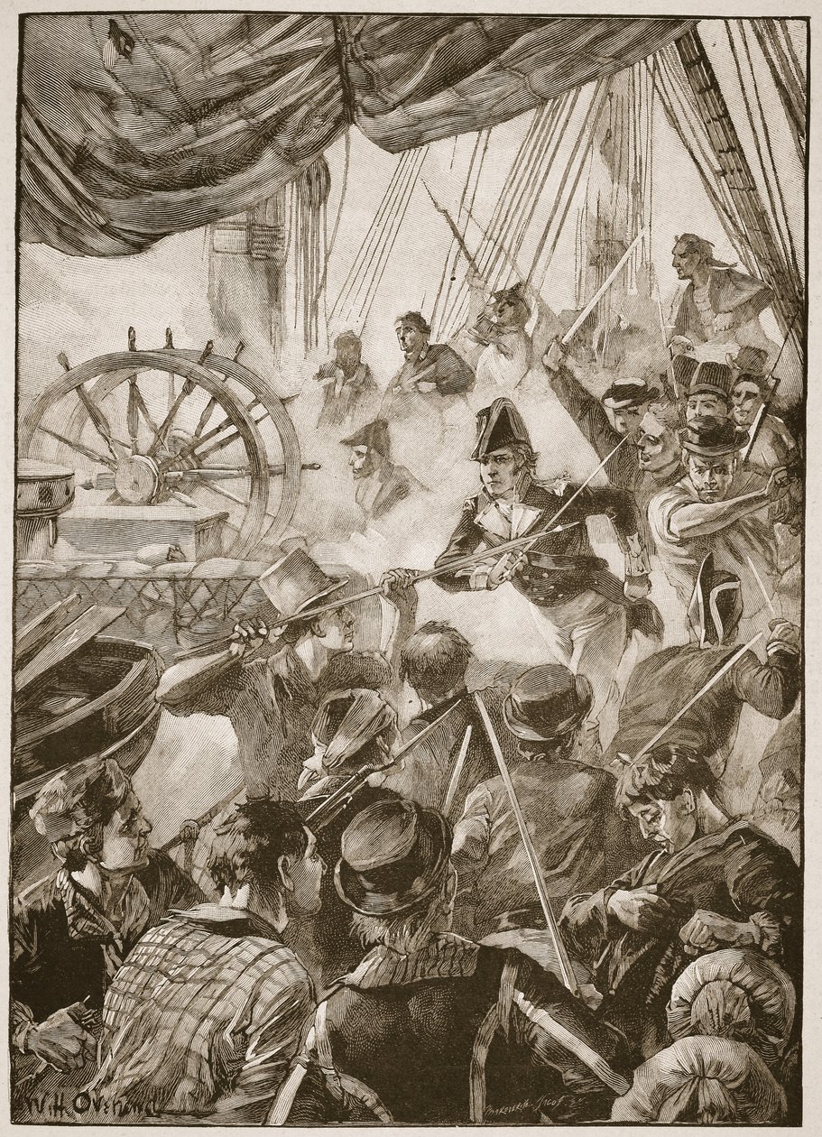 Asi třicet členů posádky předvedlo malou ukázku odporu, ilustrace z „Bitvy devatenáctého století“ od Archibalda Forbese, G.A. Henty a major Arthur Griffiths od William Heysham Overend