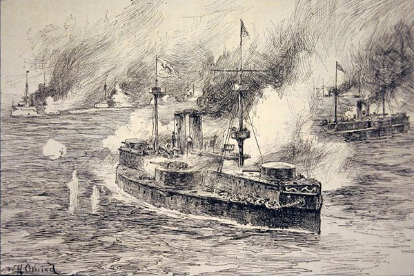 Bitva u řeky Yalu 17. září od William Heysham Overend