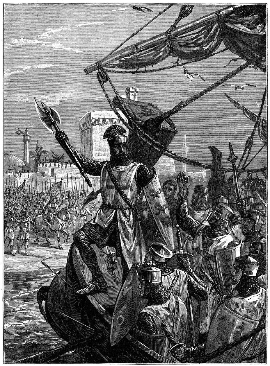Richard I, Coeur de Lion přistává v Jaffa Joppa, září 1191, c1880. od William Heysham Overend