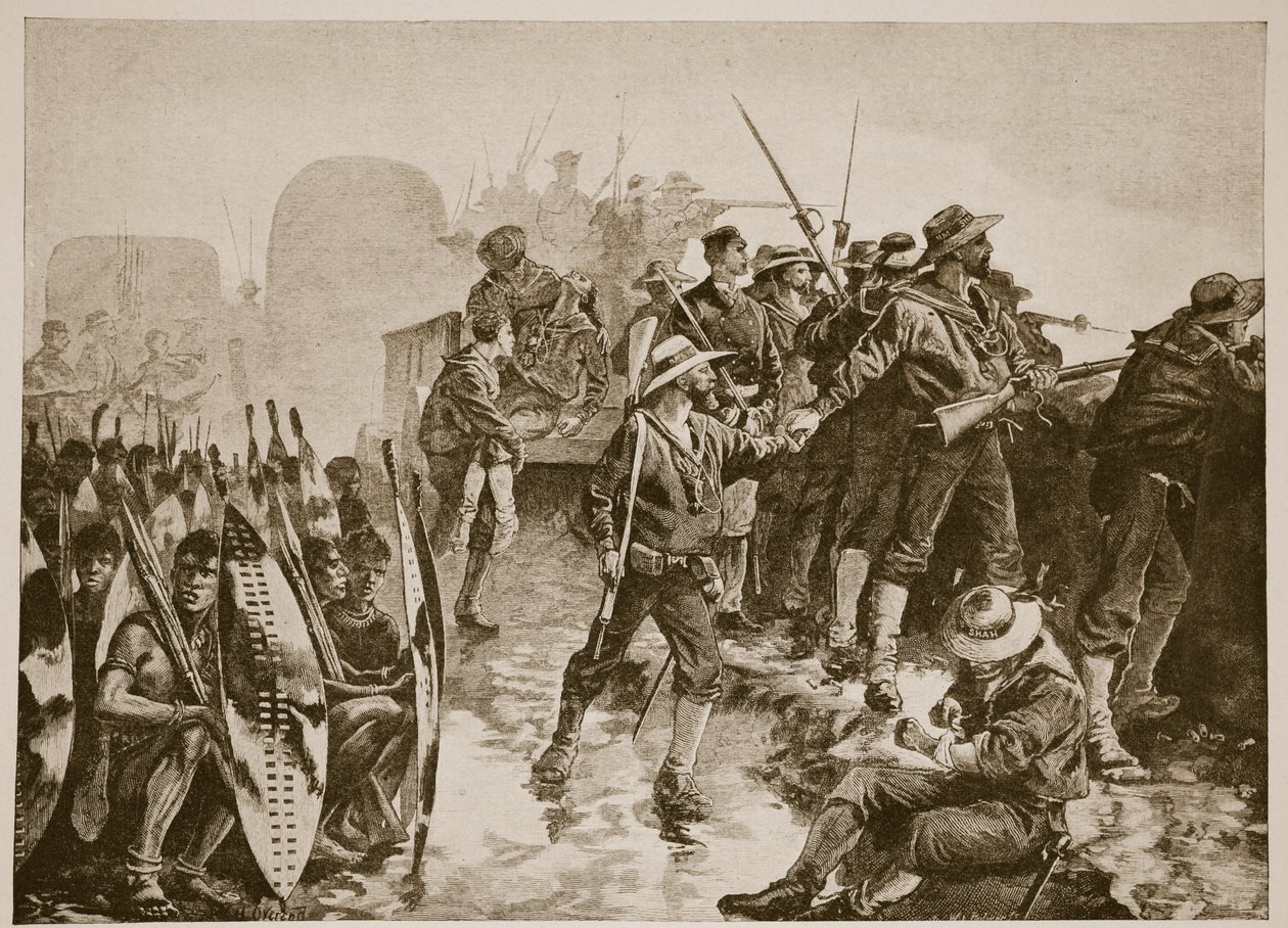 Válka Zuluů: Obrana Laageru před útokem Zuluů od William Heysham Overend