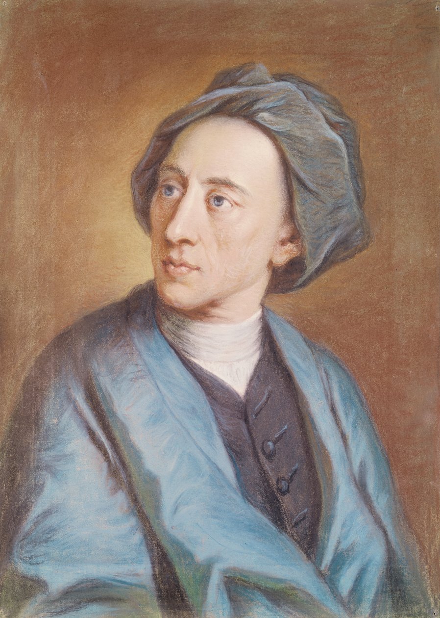 Portrét Alexandra Popea (1688-1744), kolem 1739-84 (pastel na papíře) od William Hoare