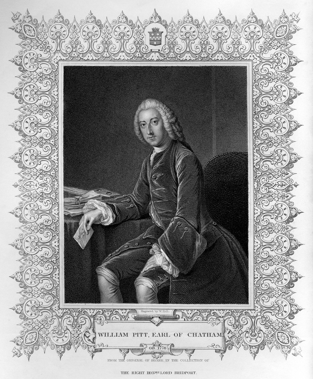 Portrét Williama Pitta, 1. hraběte z Chathamu, vyrytý Williamem Hollem mladším (1807-71) od William Hoare