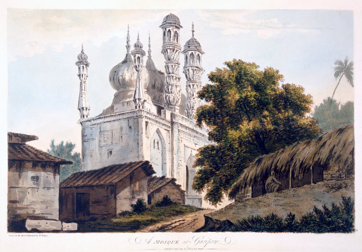 Mešita v Gazipooru, 1787 (akvatinta) (viz také 179847) od William Hodges