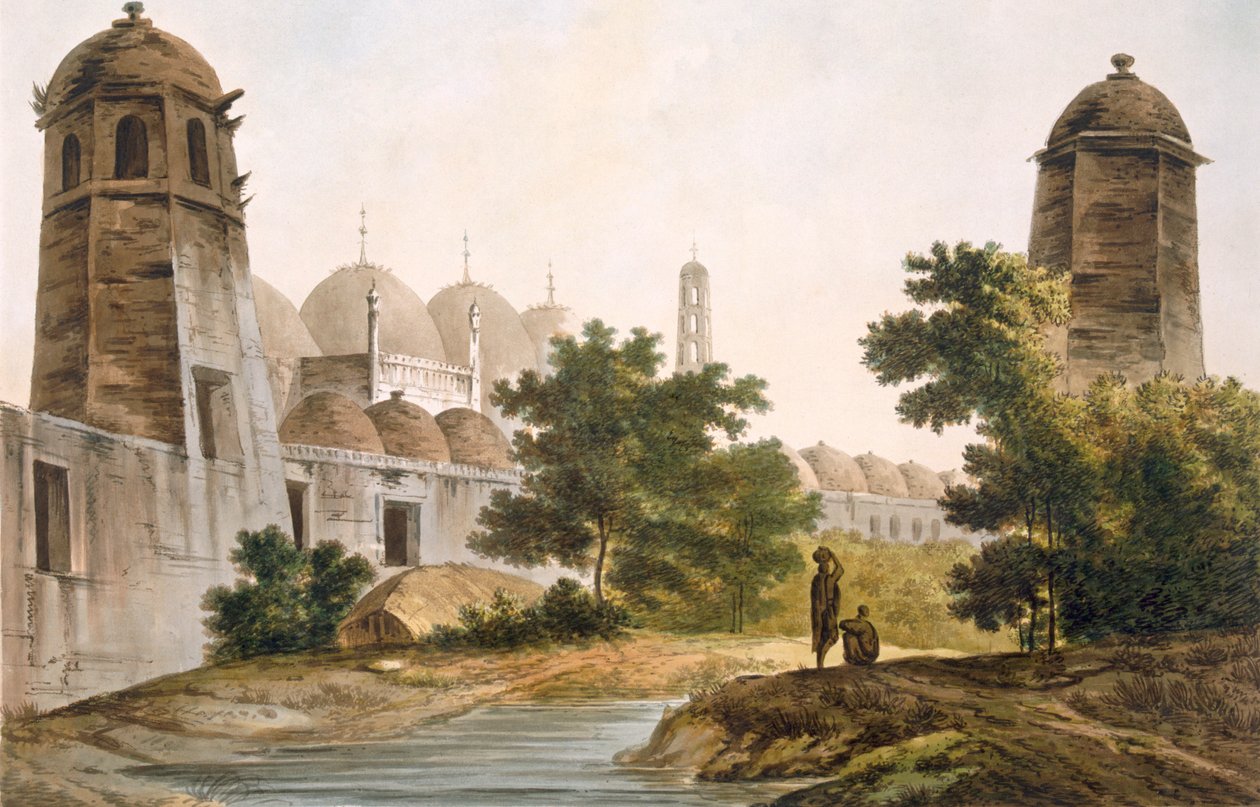 Pohled na Cutteru postavenou Jaffeirem Cawnem v hospodě Muxadavad. 1785-88. od William Hodges