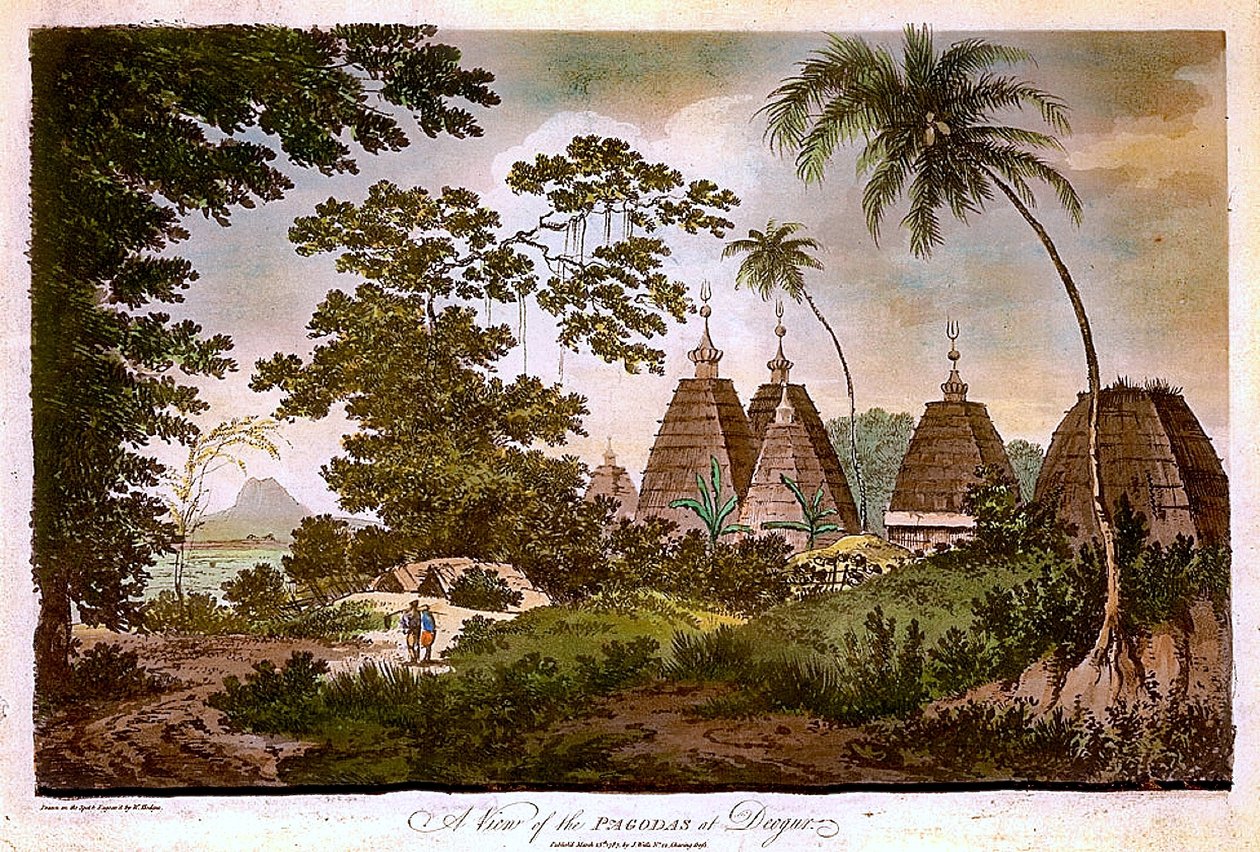 Pohled na pagody v Deogaru od William Hodges