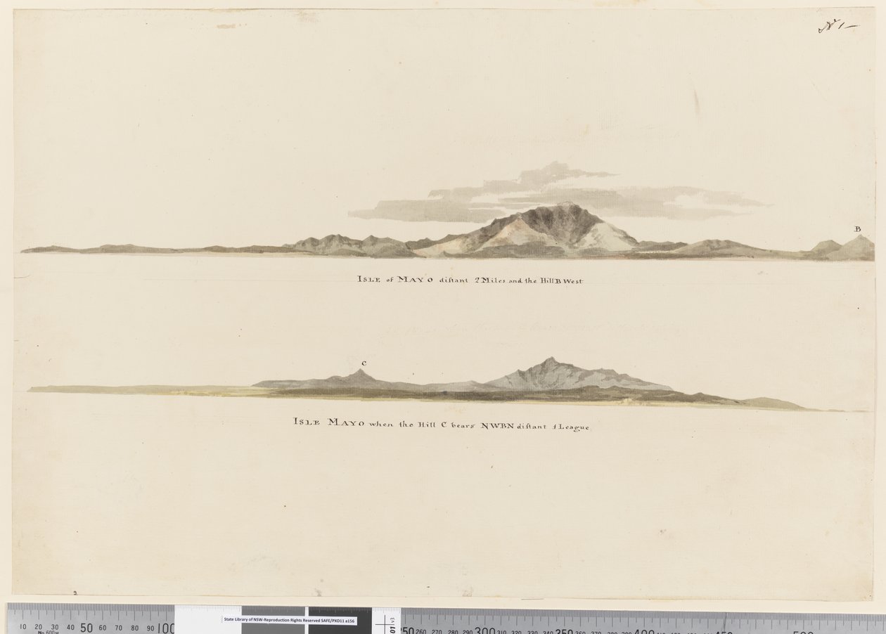 Page 1 a) Profil pobřeží ostrova Mayo, Kapverdské ostrovy. b) Profil pobřeží Kapverdských ostrovů Isle of Mayo při pohledu na severozápad od William Hodges