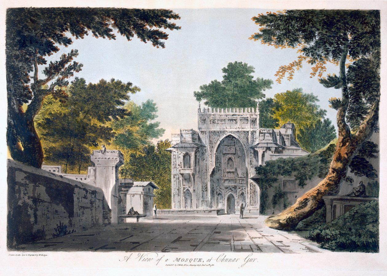 Pohled na mešitu v Chunar Guru, 1786 (akvatinta) od William Hodges