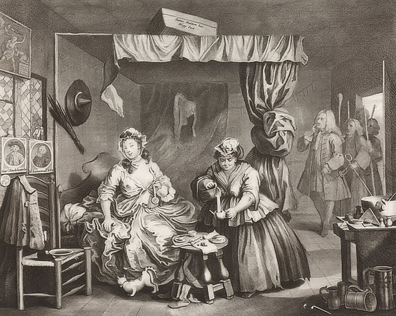 Nevěstka? S Progress / Cesta kurvy, List 3: Zatčení. 1732 od William Hogarth
