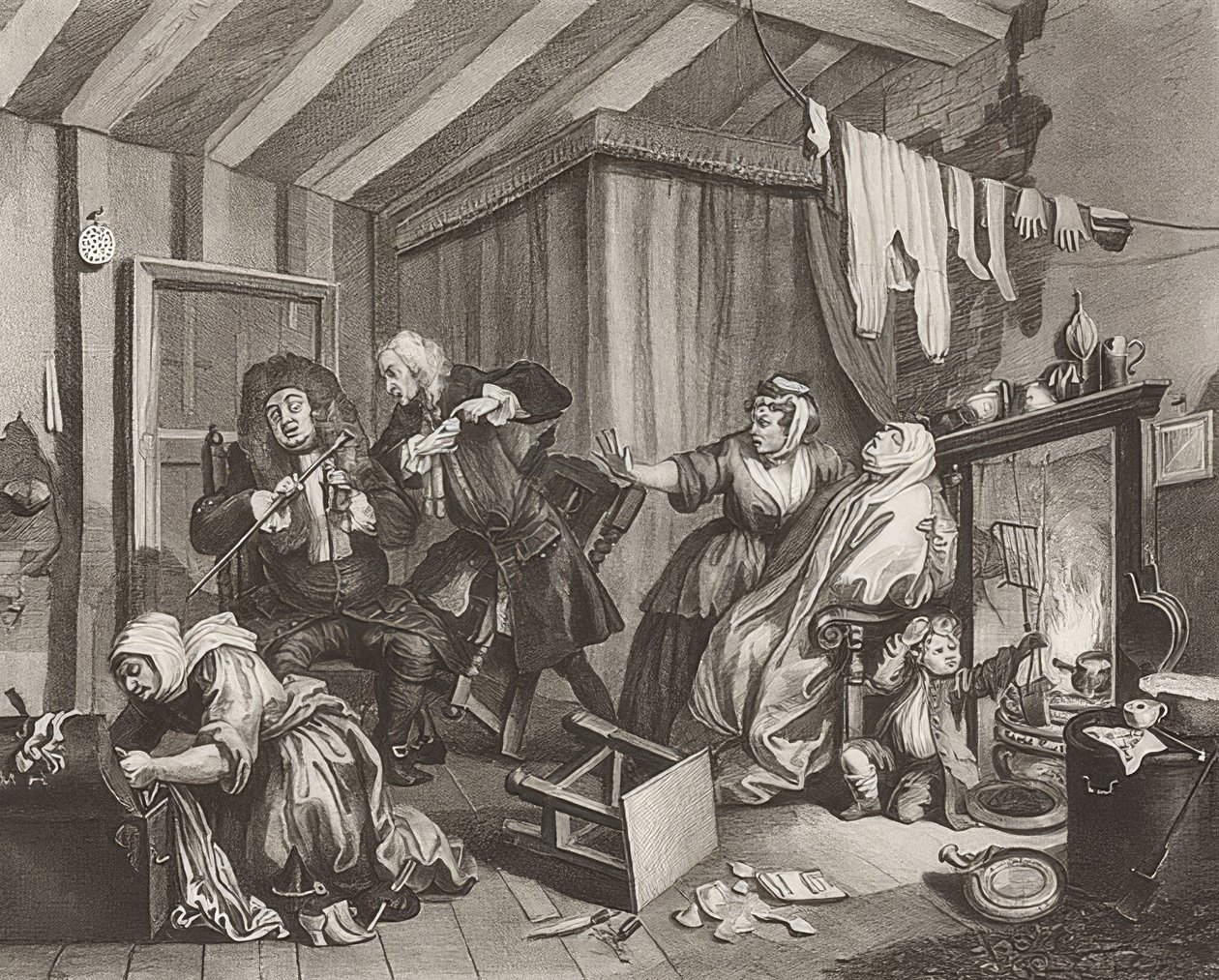 Nevěstka? S Progress / Cesta kurvy. List 5: Smrt. 1732 od William Hogarth