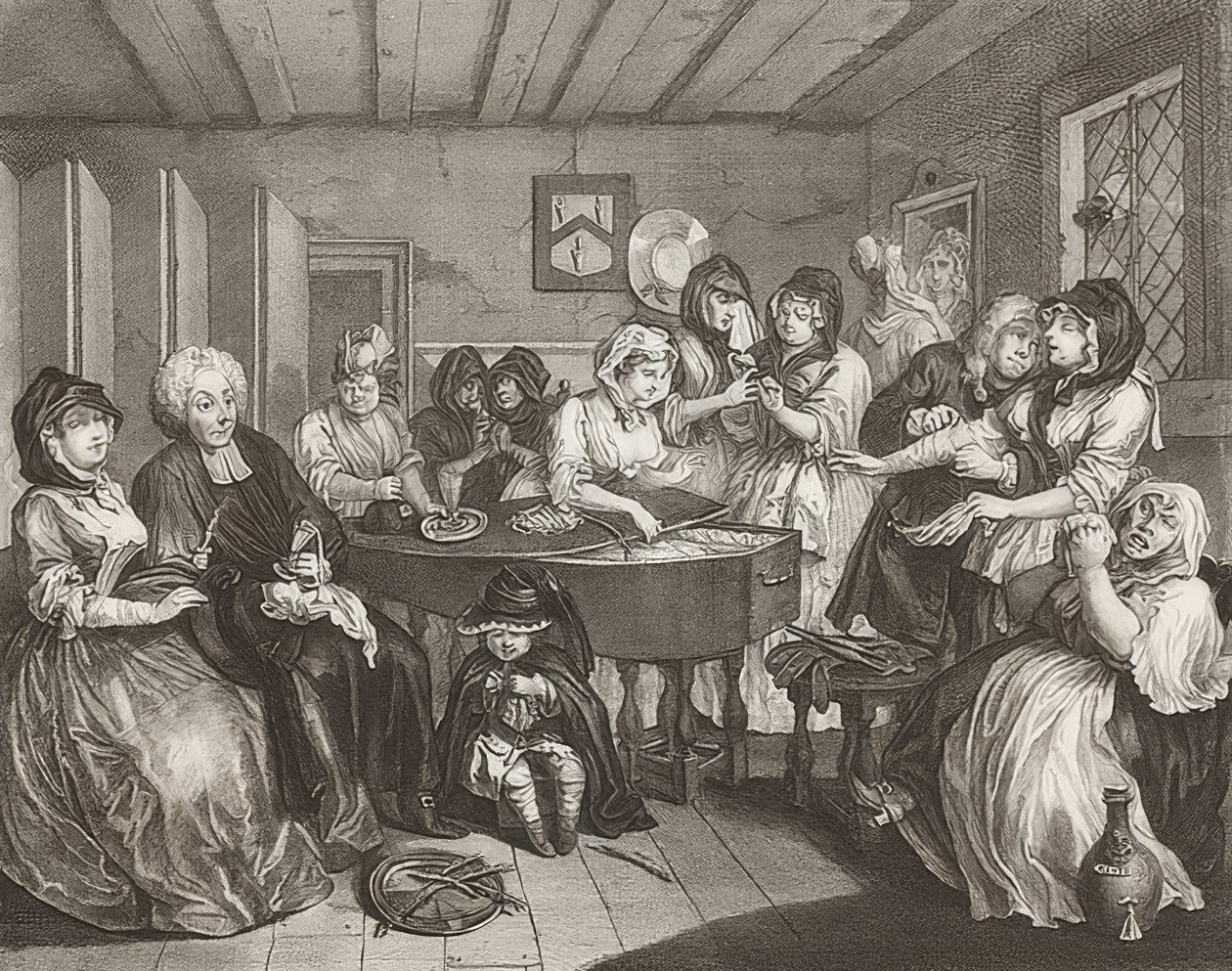 Nevěstka? S Progress / Cesta kurvy. List 6: Pohřeb. 1732 od William Hogarth