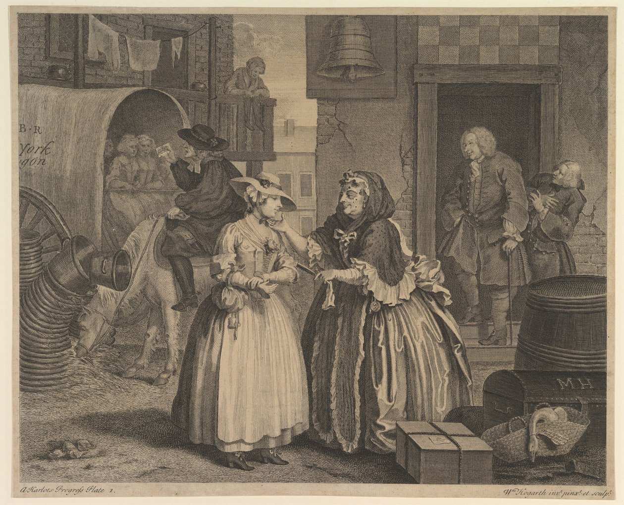 Cesta nevěstky, deska č. 1 od William Hogarth