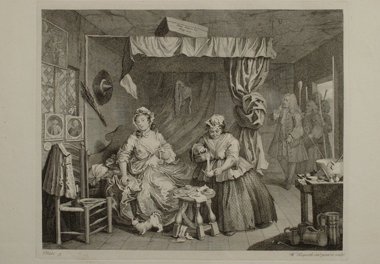 Cesta nevěstky: Tabulka 3 od William Hogarth