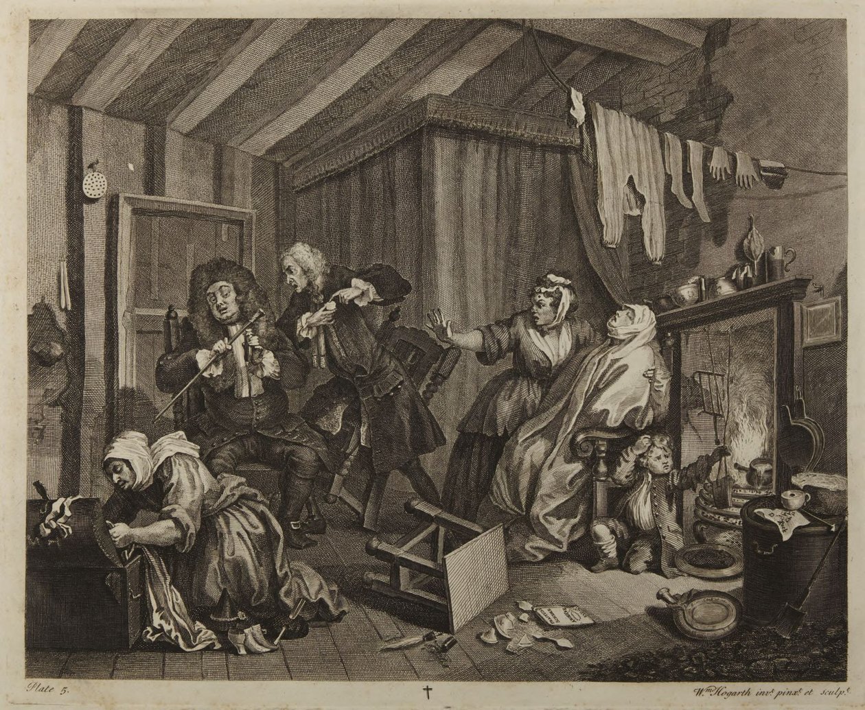 Cesta nevěstky, deska č. 5 od William Hogarth