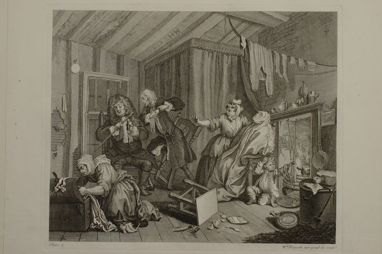 Dráha prostitutky: tabule 5 od William Hogarth