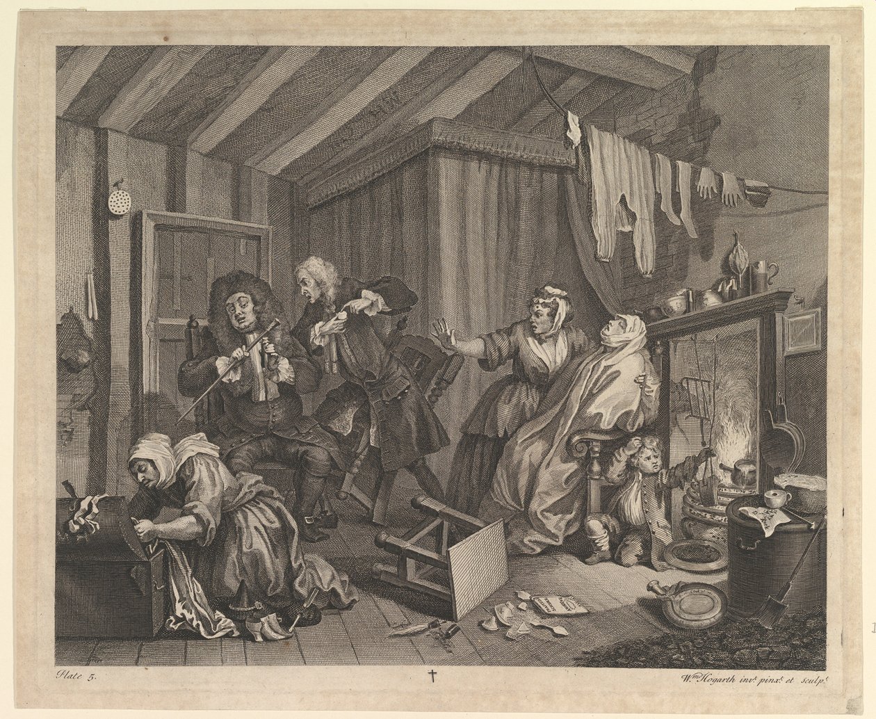 A Harlots Progress, deska 5, duben 1732. od William Hogarth