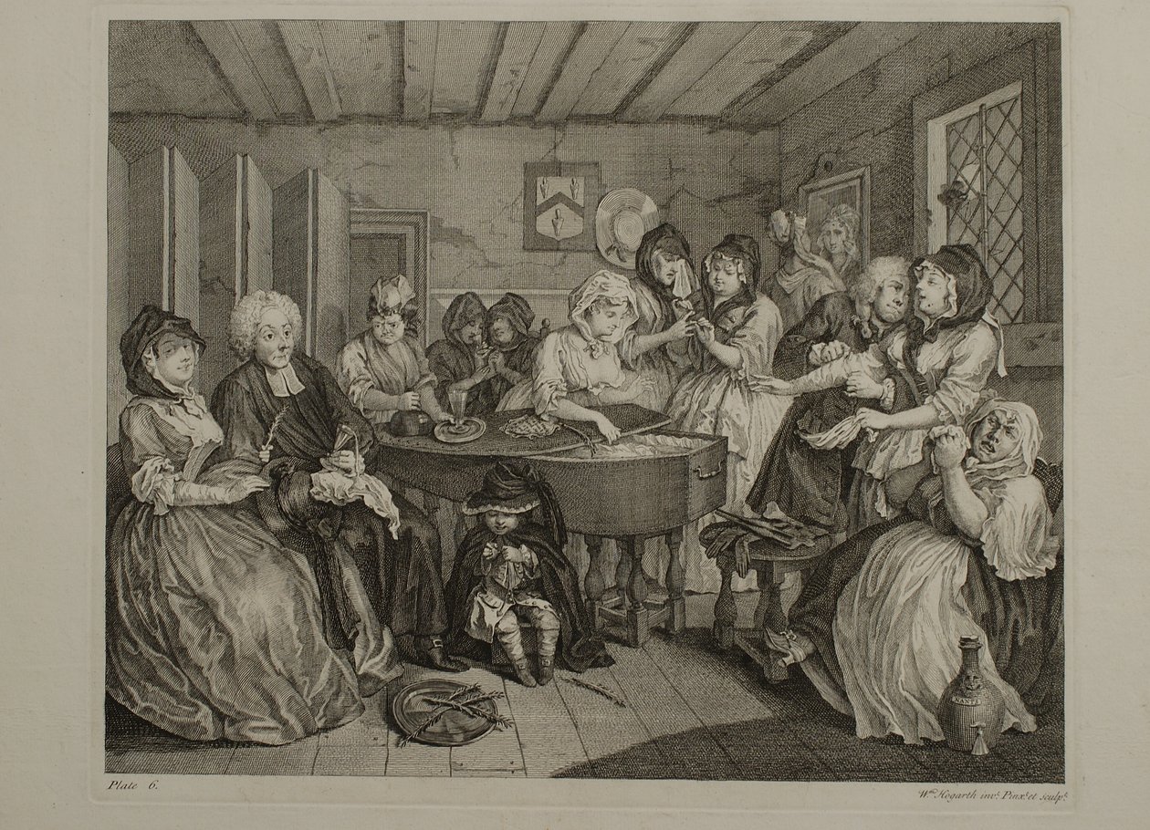Dráha prostitutky: Tabule 6 od William Hogarth