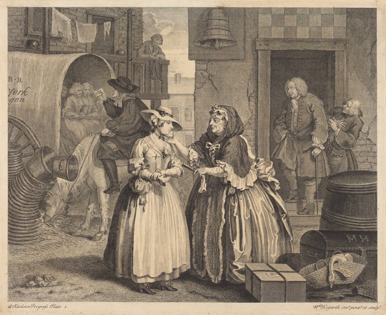 Kariéra prostitutky: tabule 1 od William Hogarth