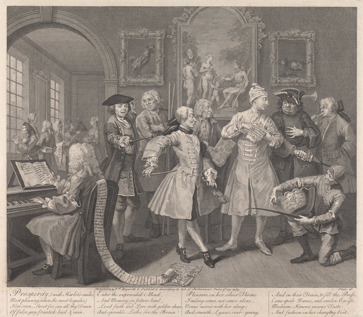 Kariéra prostopášníka, tabule 2: Jeho recepce od William Hogarth