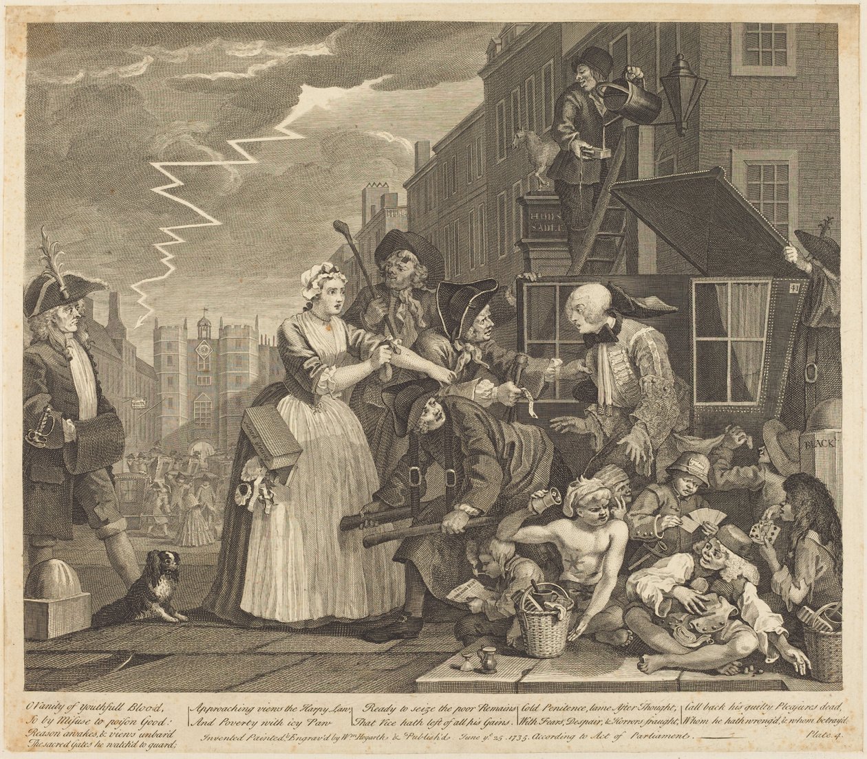 Kariéra prostopášníka: tabule 4 od William Hogarth