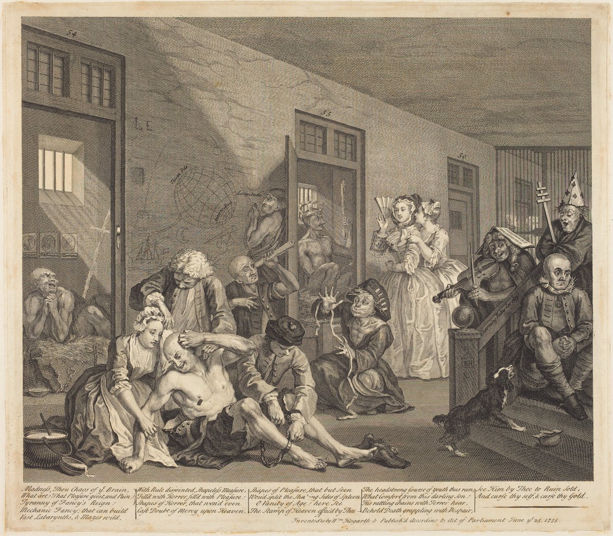 Kariéra zhýralce: tabule 8 od William Hogarth