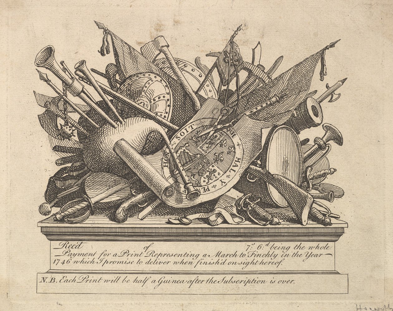 Stojan zbraní, hudebních nástrojů atd., březen 1749-50. od William Hogarth