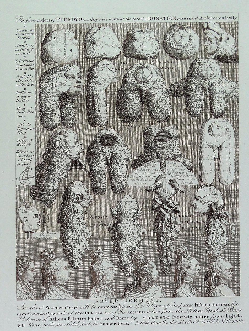 Reklama na paruky od William Hogarth