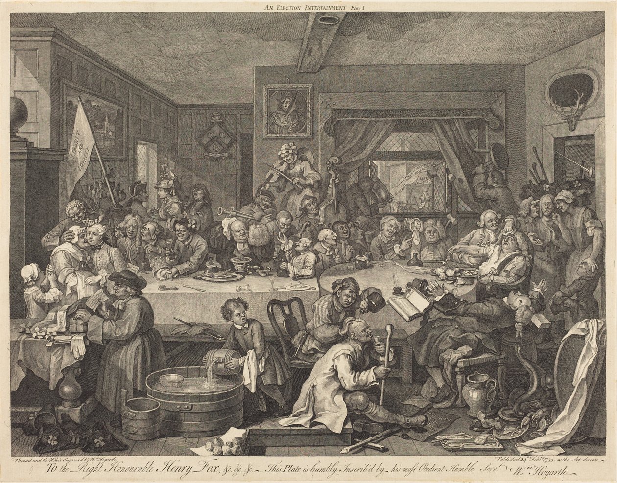 Volební hostina od William Hogarth
