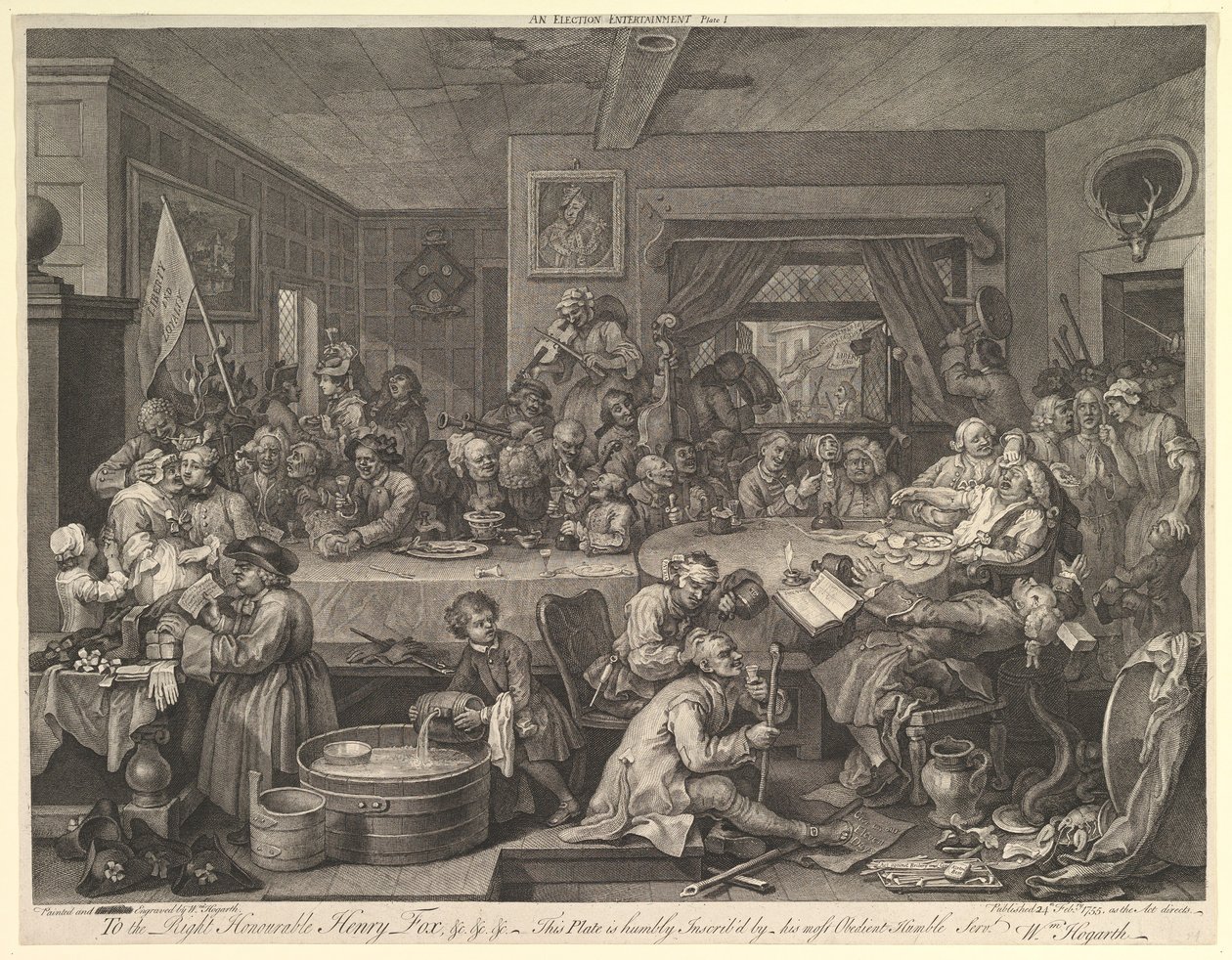An Election Entertainment, Plate I: Four Prints of an Election, únor 1755. od William Hogarth