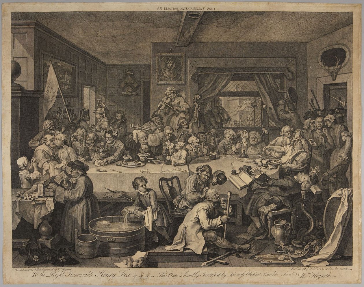 Volební hostina, deska 1 ze série Čtyři tisky o volbách od William Hogarth